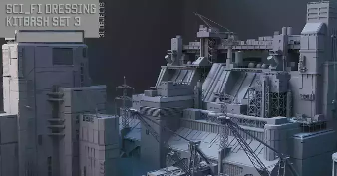 Scifi dressing kitbash set 3 Low-poly 3D model