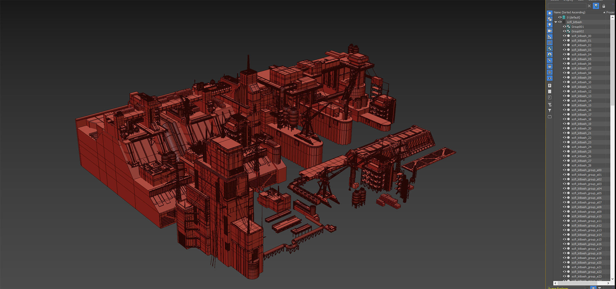 Scifi dressing kitbash set 3 Low-poly 3D model_5