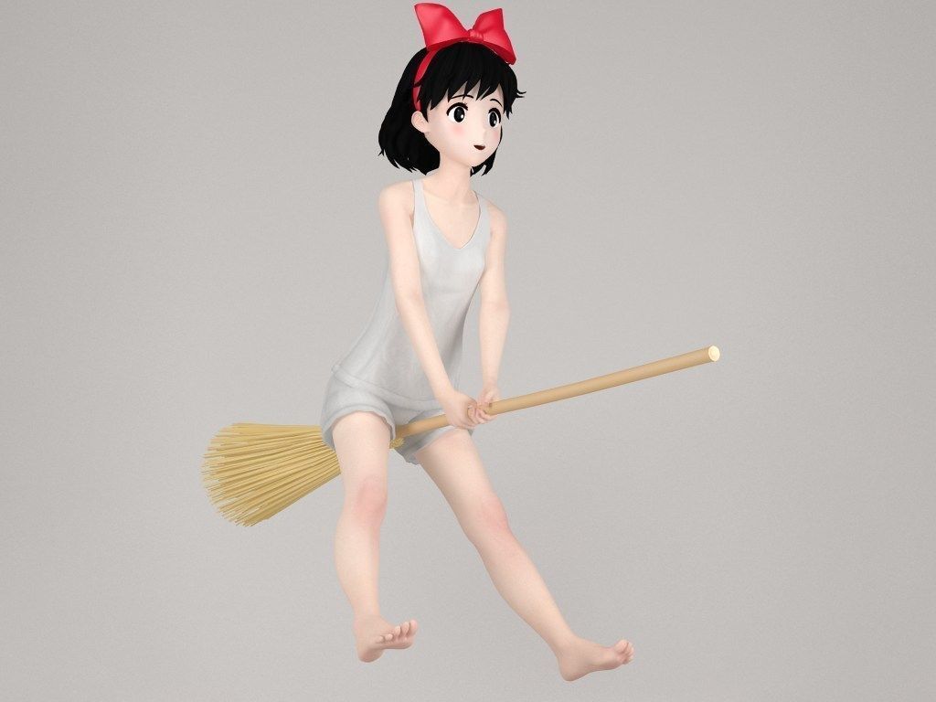 Kiki anime girl pose 02 3D model_1