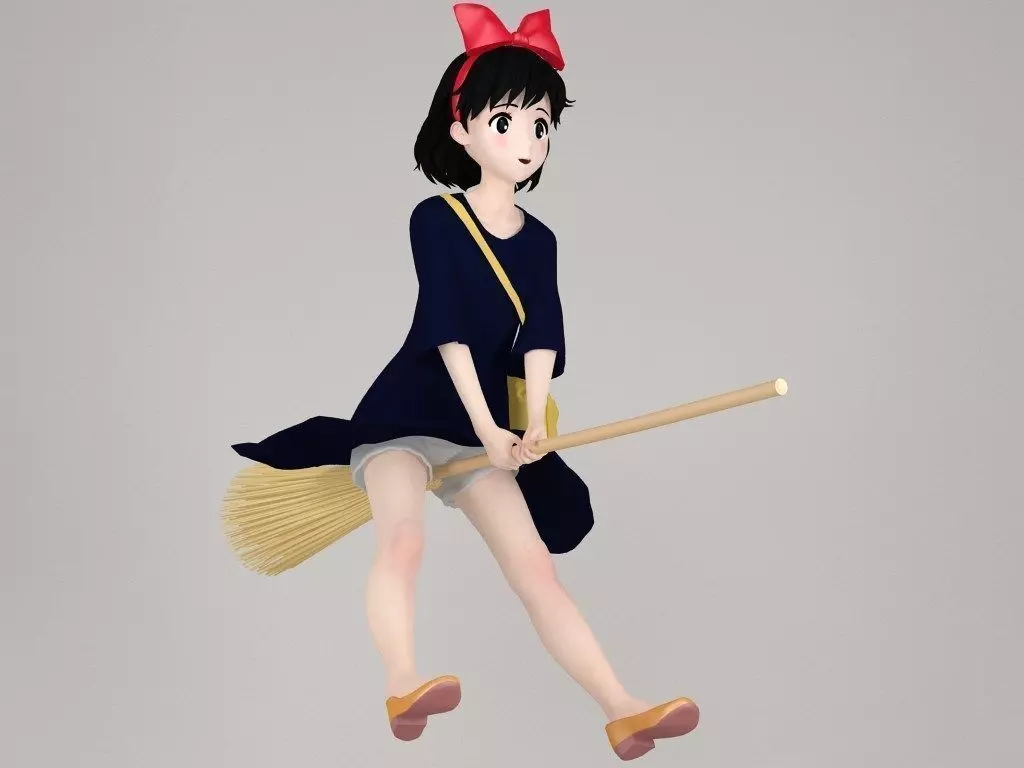 Kiki anime girl pose 02 3D model_0