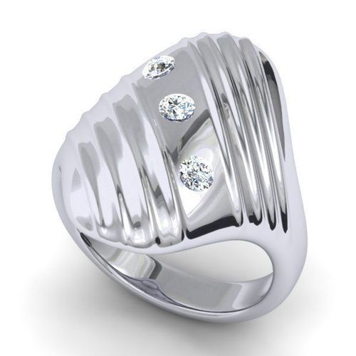 RING22 sterling silver ring with diamonds 3D print model