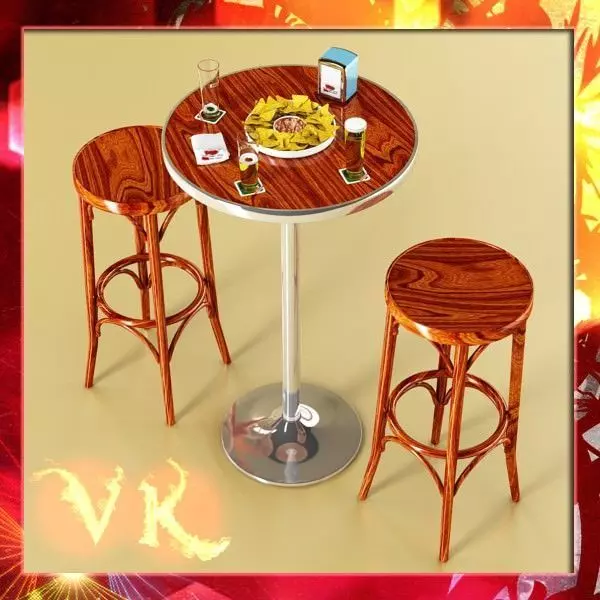 Bar Table Stool Becks Beers Nacho Plate And Napkins Dispenser... 3D model