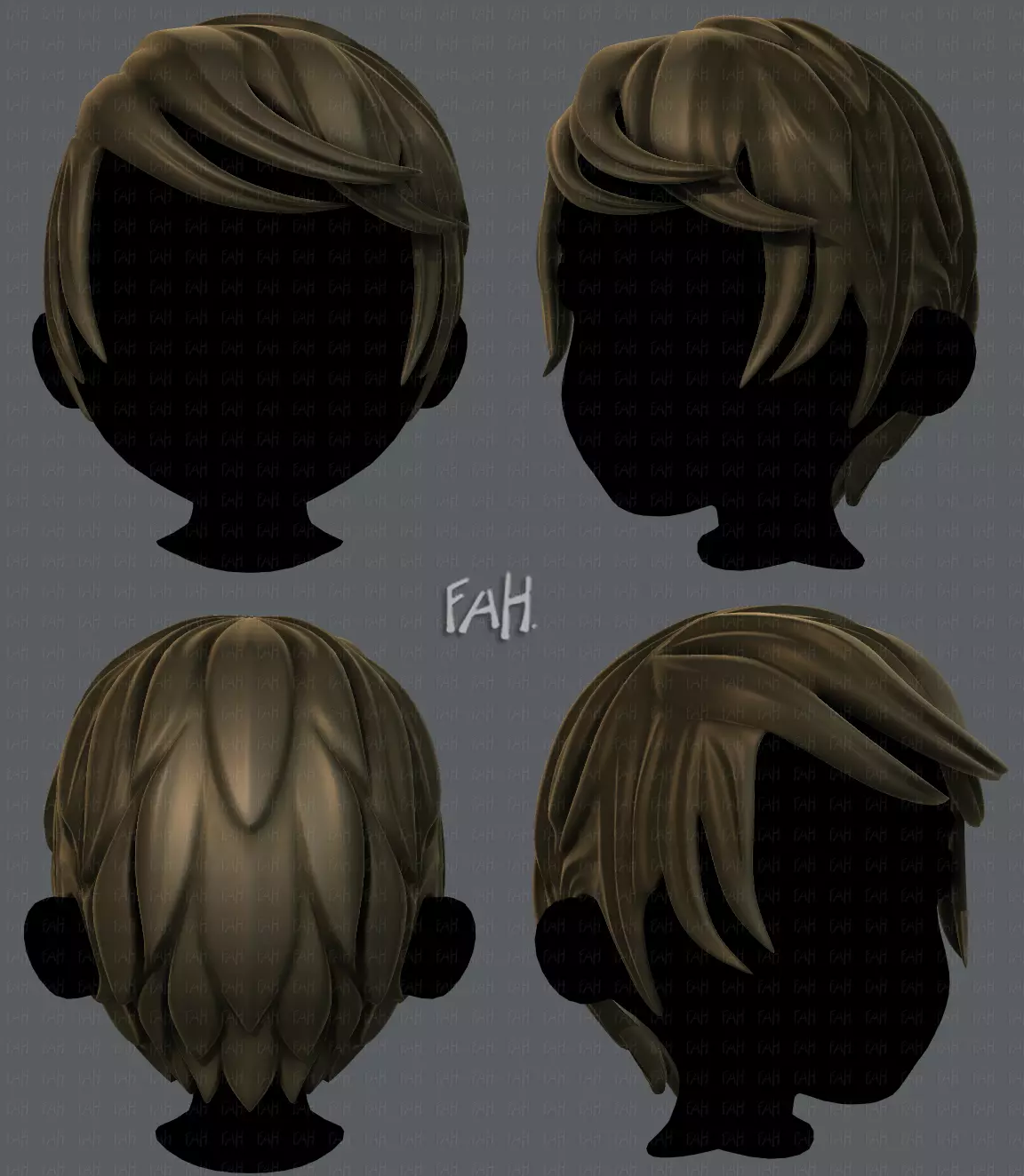 3D Hair style for boy V13 Low-poly 3D model_0