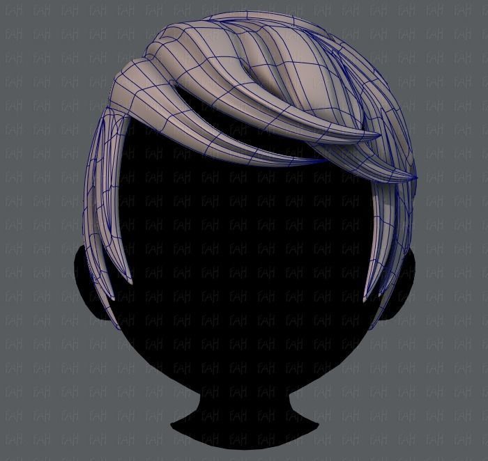 3D Hair style for boy V13 Low-poly 3D model_9
