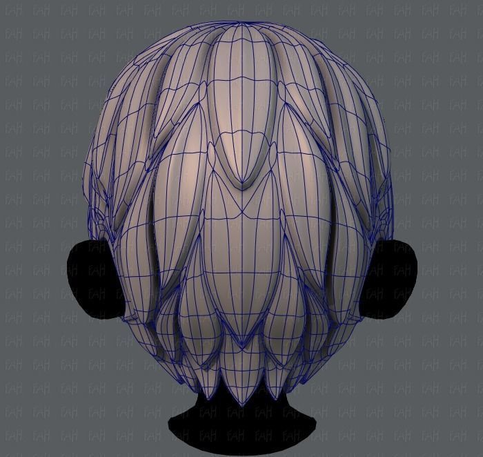 3D Hair style for boy V13 Low-poly 3D model_13