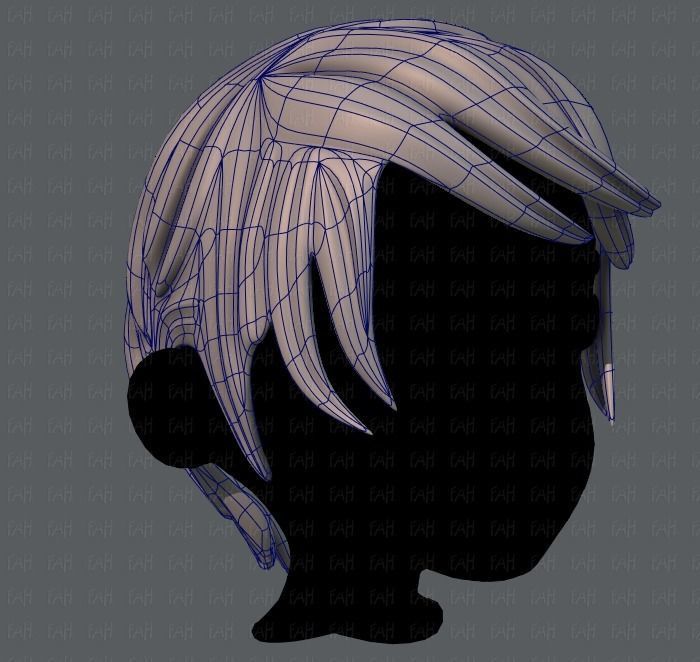 3D Hair style for boy V13 Low-poly 3D model_10