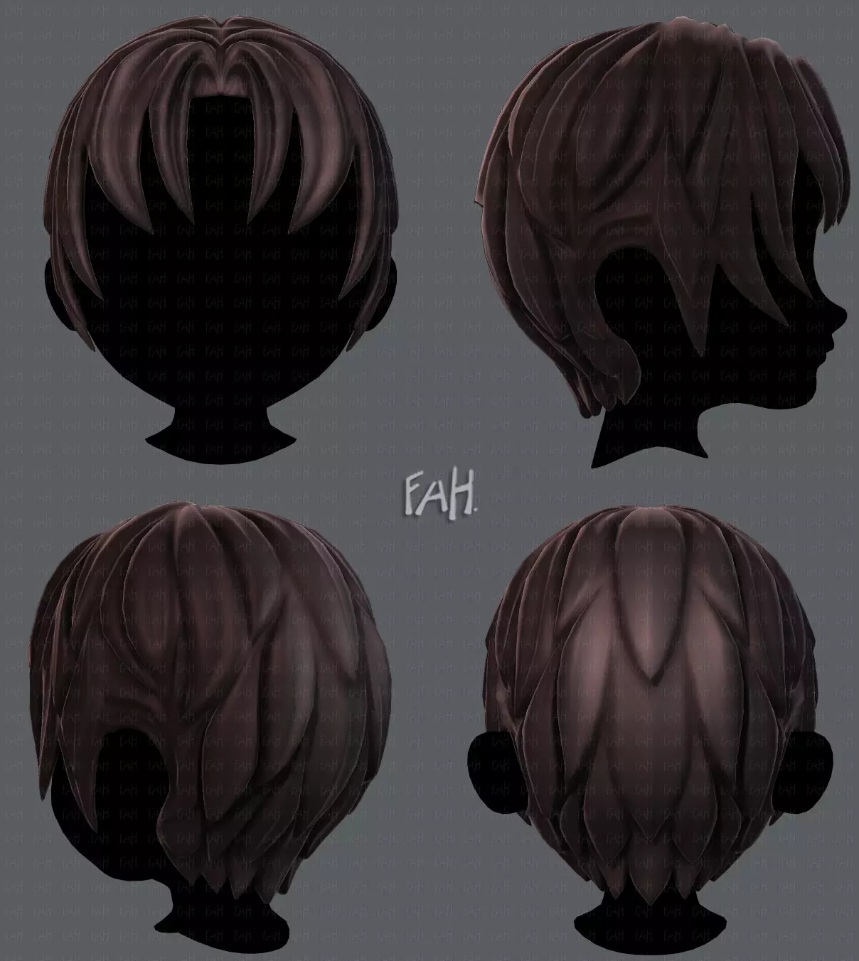3D Hair style for boy V14 Low-poly 3D model_0