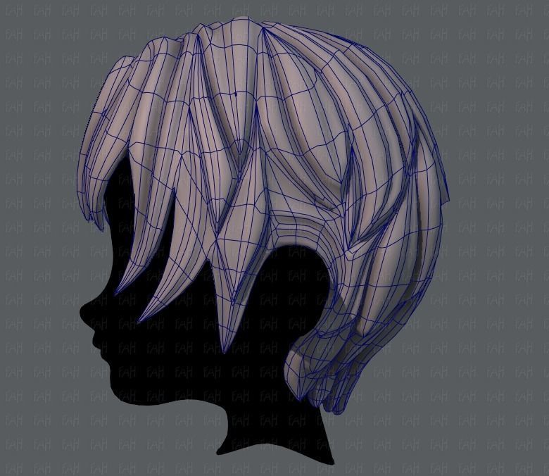 3D Hair style for boy V14 Low-poly 3D model_15
