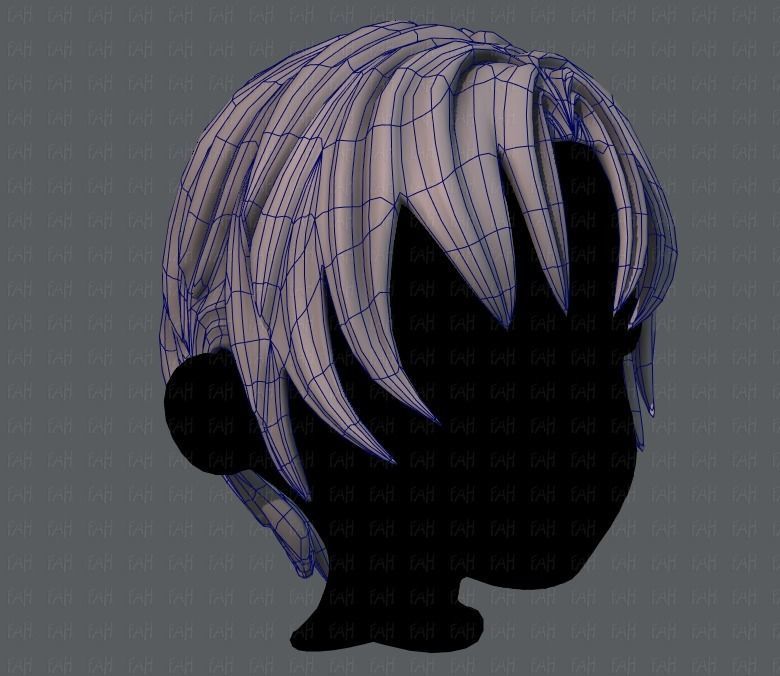 3D Hair style for boy V14 Low-poly 3D model_10