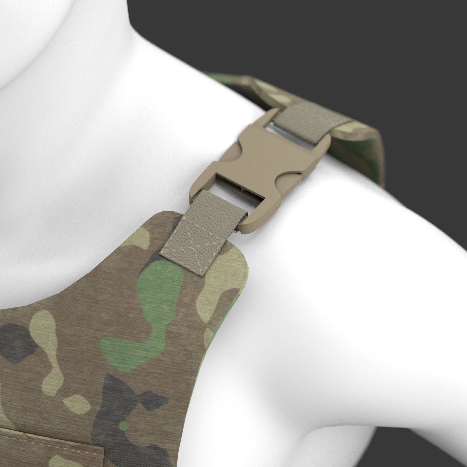 Military Woodland Tactical Vest Low-poly 3D model_4