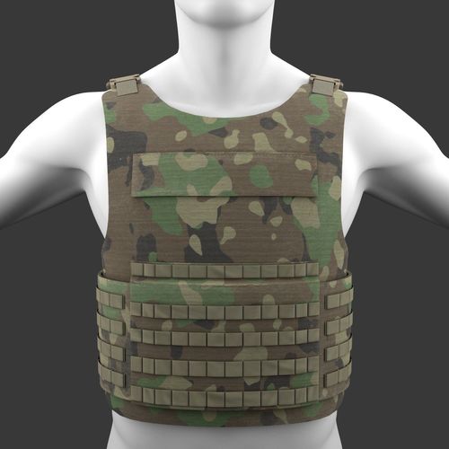 Military Woodland Tactical Vest Low-poly 3D model