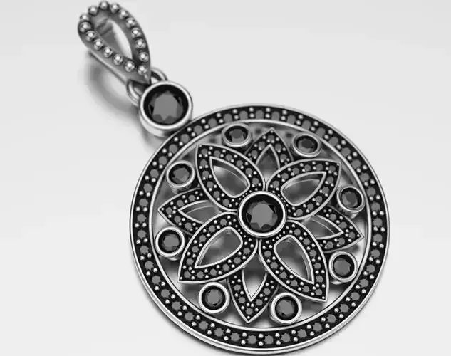 Stylish flower pendant with diamonds 386