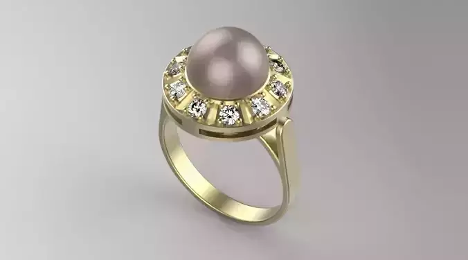 Pearl miniset with the diamond on side hallow