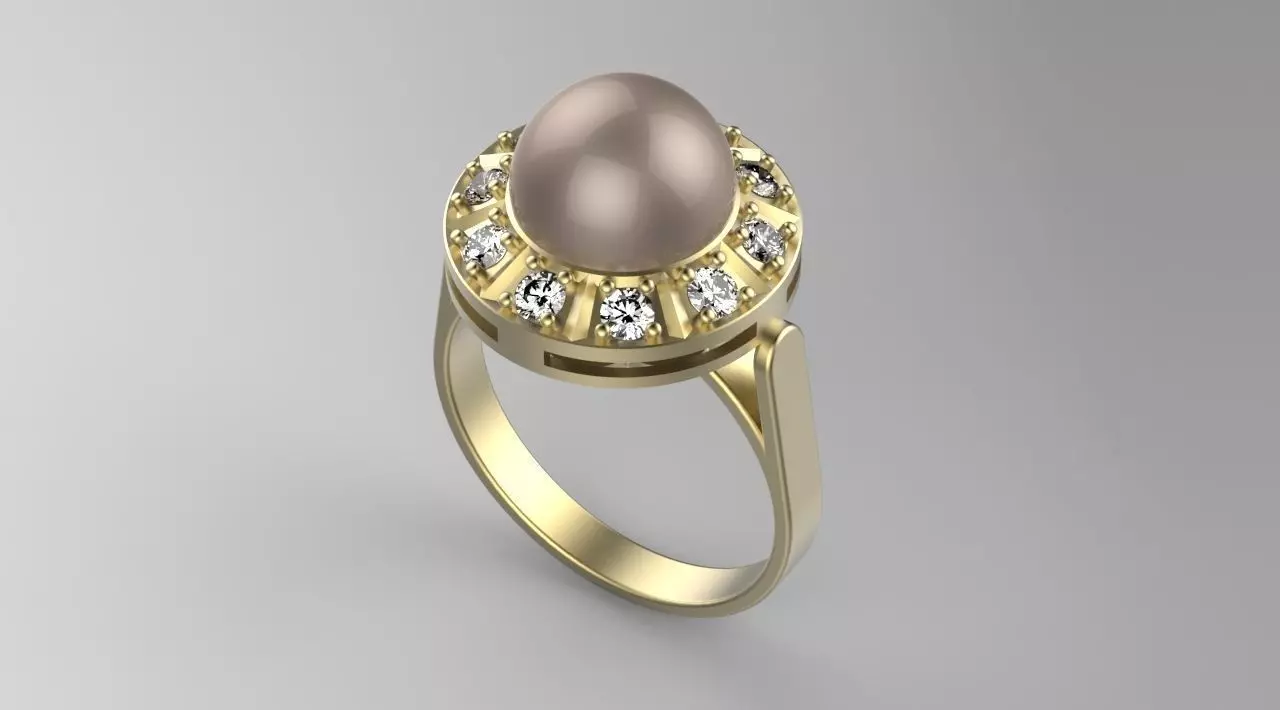 Pearl miniset with the diamond on side hallow 3D print model_0