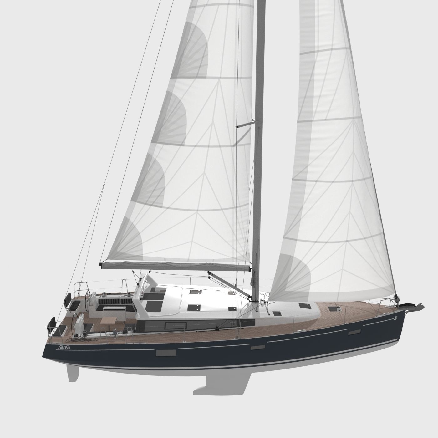 Sailboat Beneteau Sense 50 Yacht 3D model_10