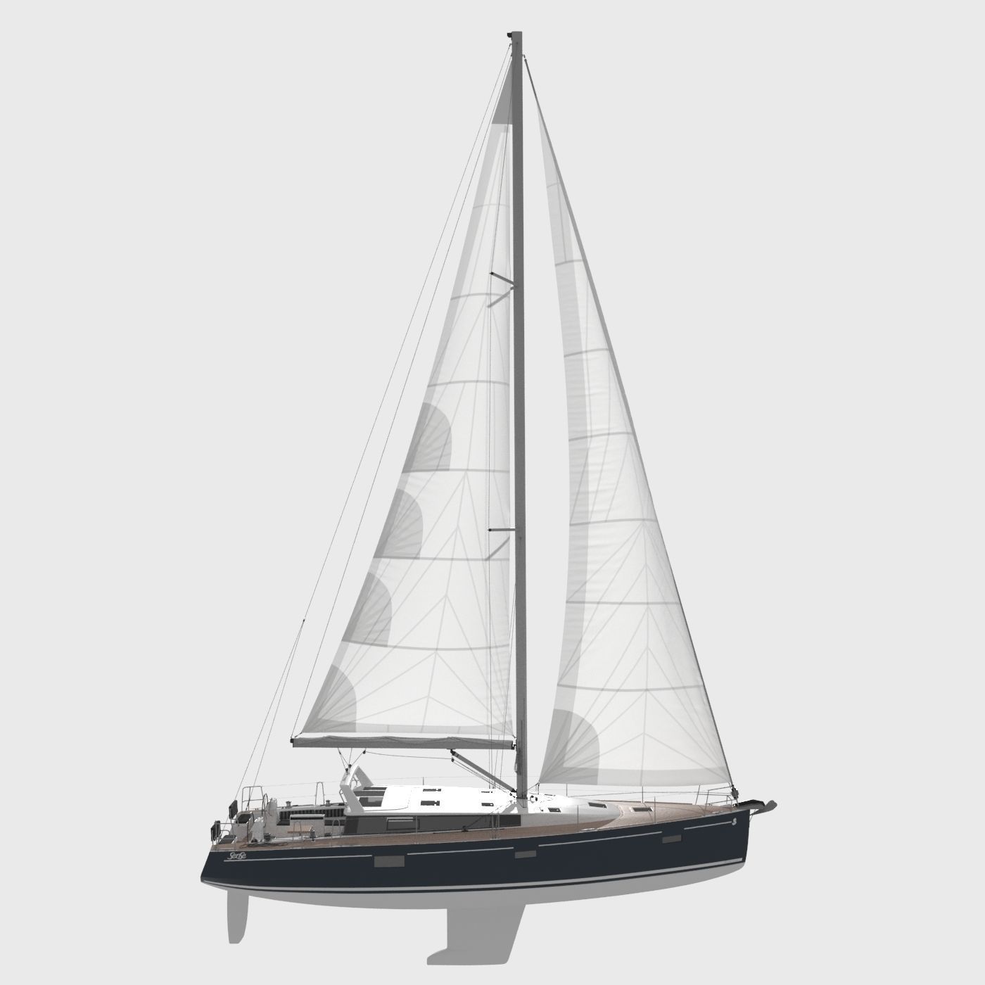 Sailboat Beneteau Sense 50 Yacht 3D model_1