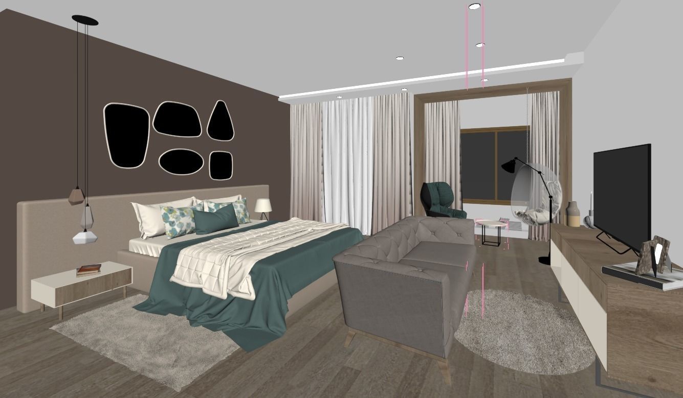 bedroom modern 3D model_1