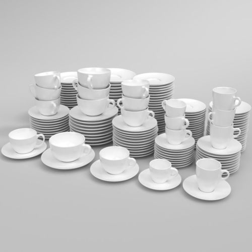 Verona coffee cup set oprtimized Blender Cycles 3D model