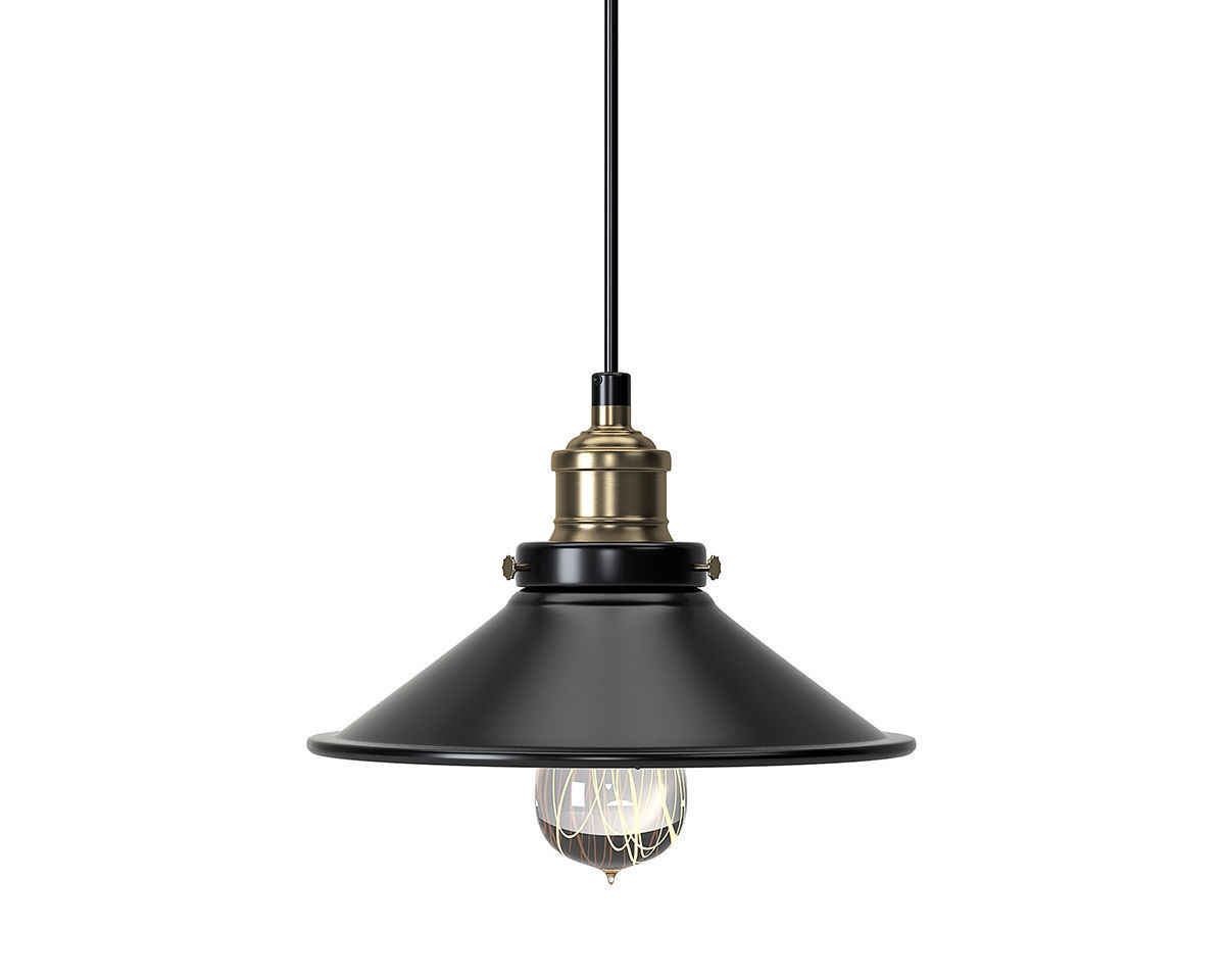 Hammered Glass Pendant and Andante Industrial Pendant 3D model_2