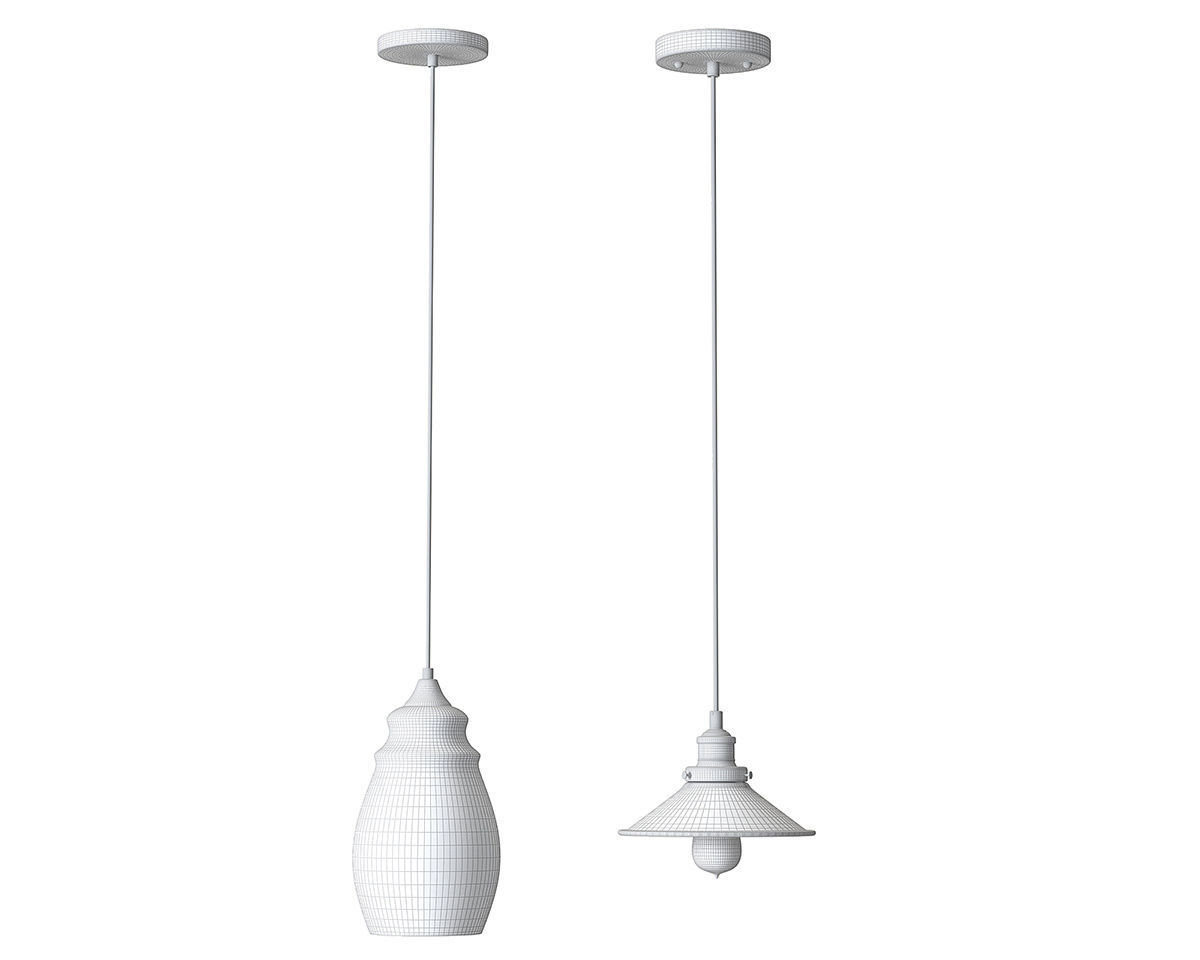 Hammered Glass Pendant and Andante Industrial Pendant 3D model_5