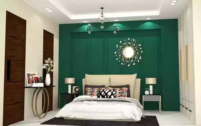 Bedroom modern with walls and furniture