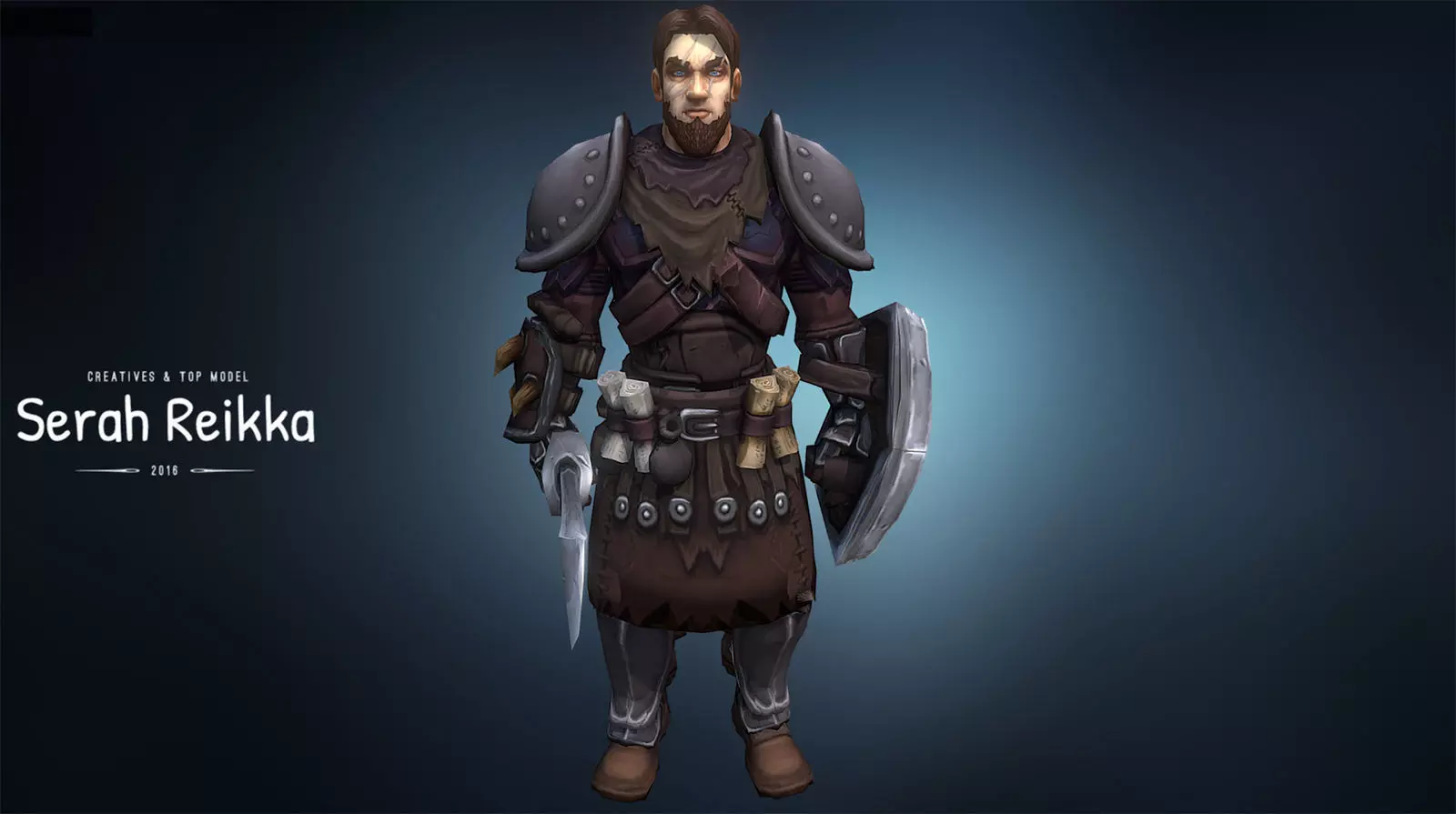 Viscart man in armor with name searh rakka Low-poly 3D model