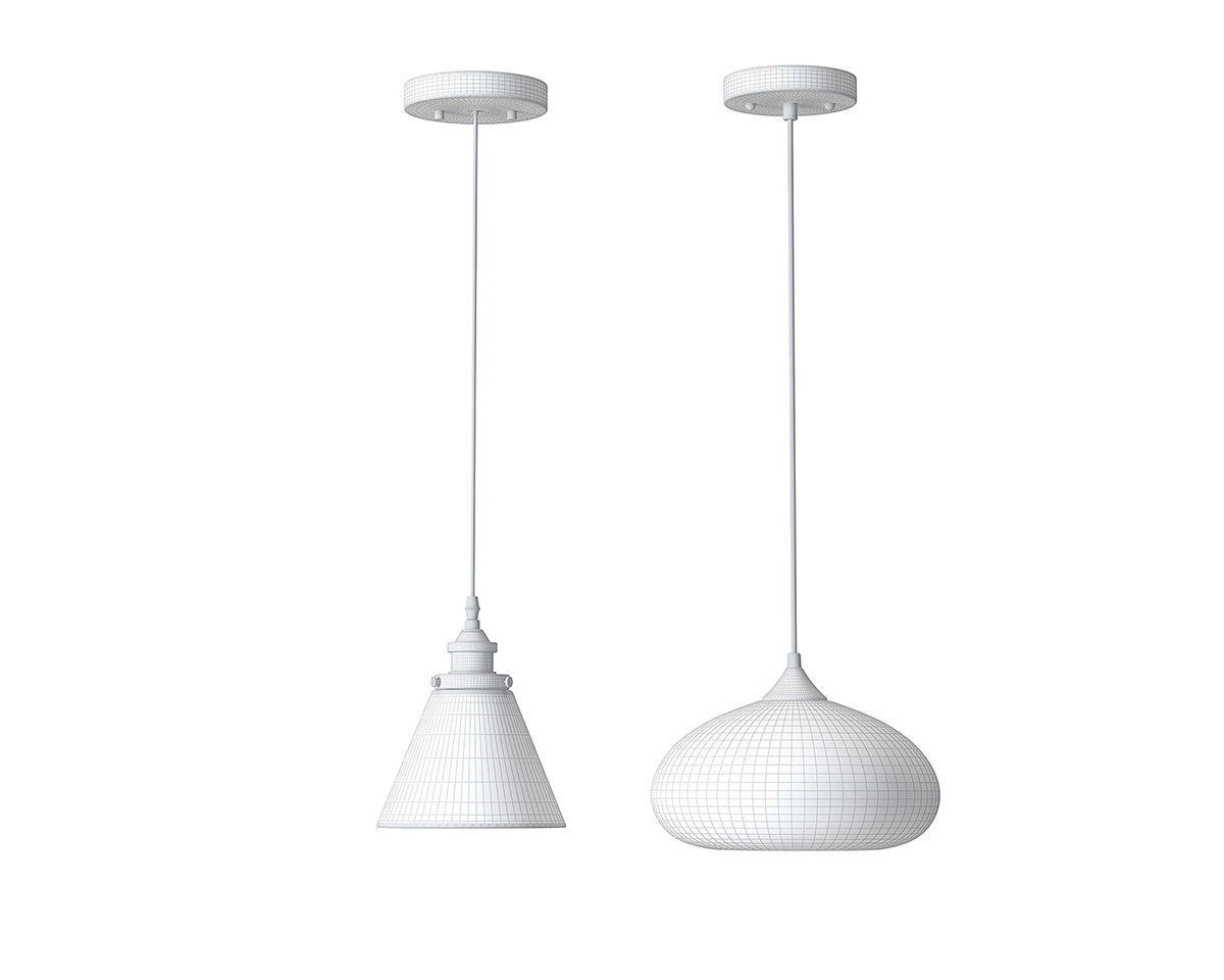 Cruz pendant lamp and Cassini glass 1 light clear pendant 3D model_4
