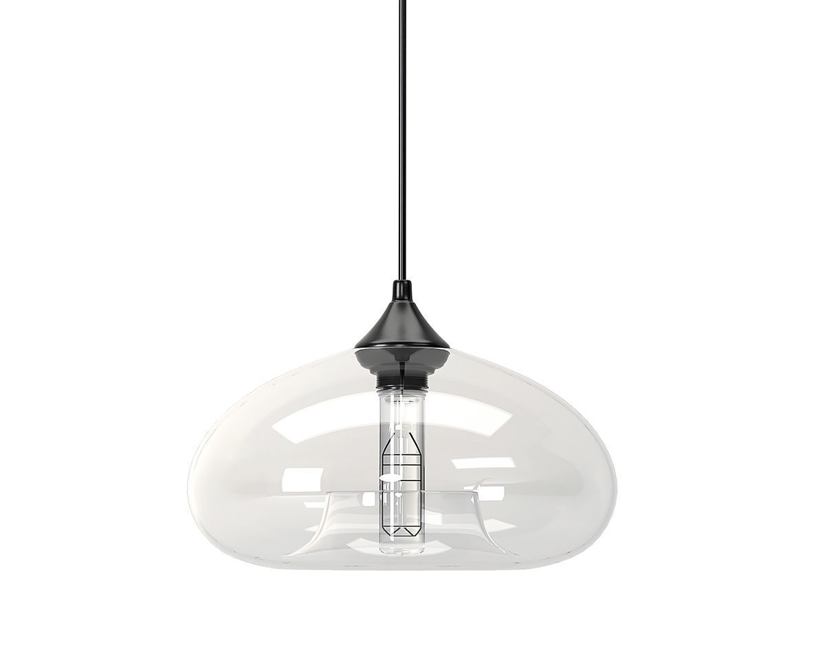 Cruz pendant lamp and Cassini glass 1 light clear pendant 3D model_1