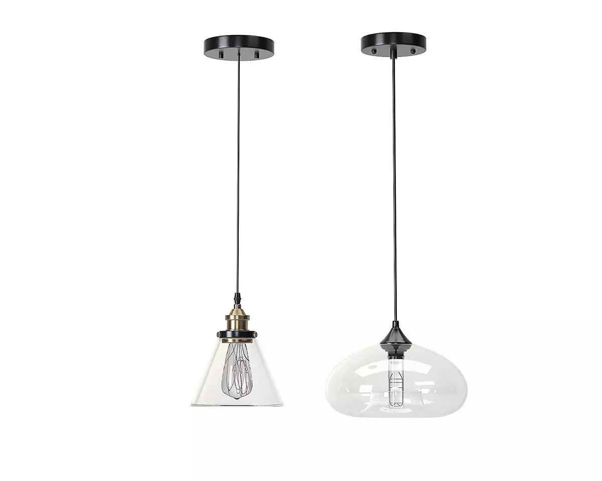 Cruz pendant lamp and Cassini glass 1 light clear pendant 3D model_0