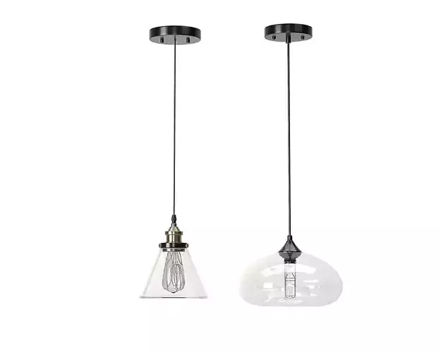 Cruz pendant lamp and Cassini glass 1 light clear pendant 3D model