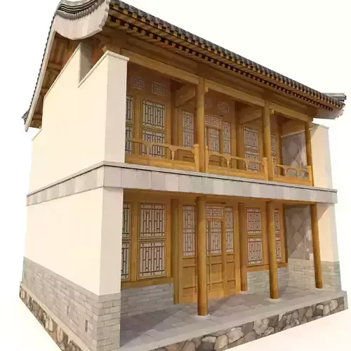 3D Chinese Two storey building