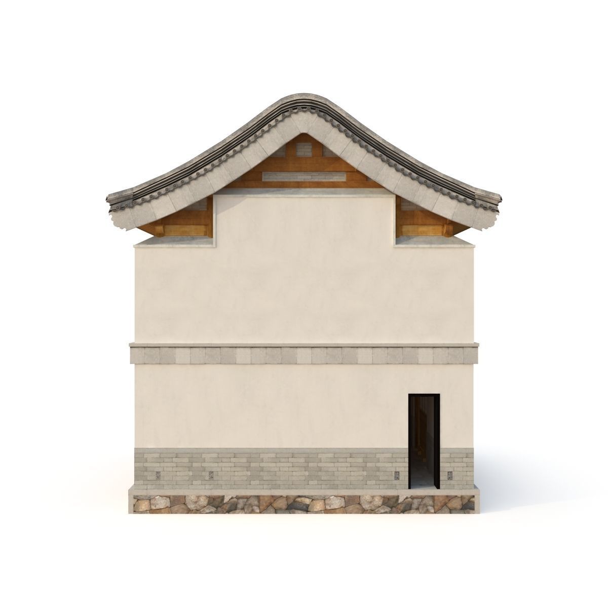 3D Chinese Two storey building Low-poly 3D model_5