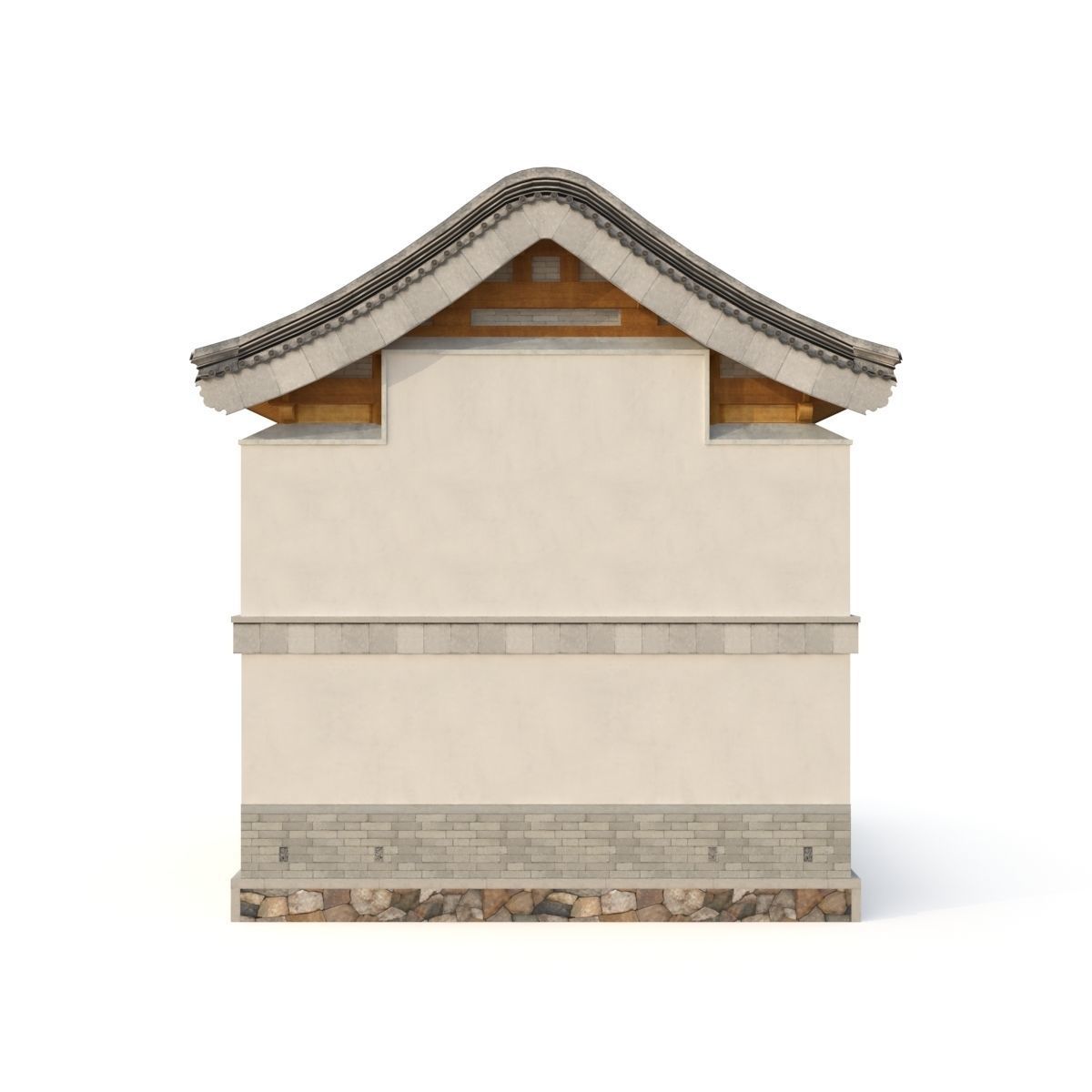 3D Chinese Two storey building Low-poly 3D model_3