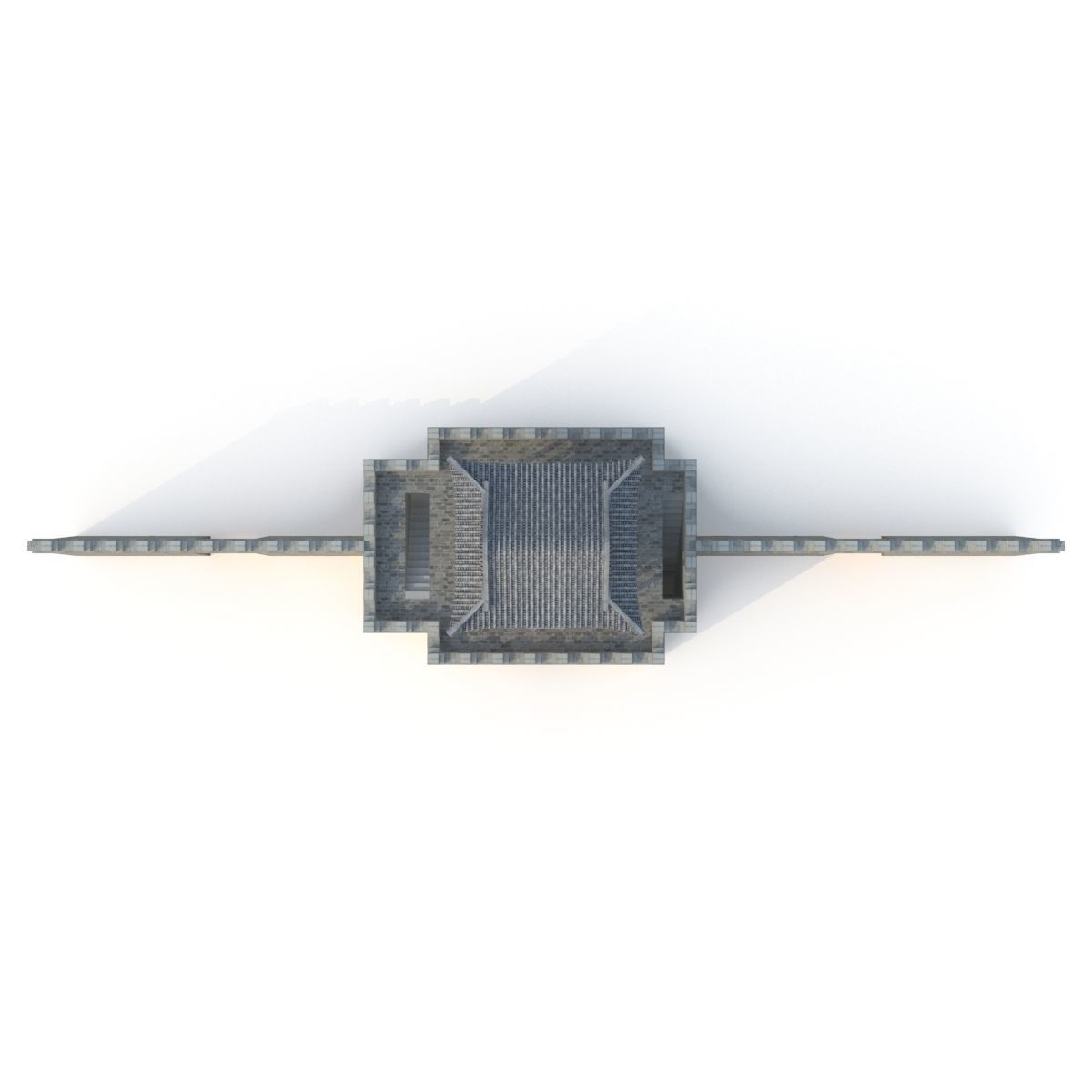 3D Chinese City River Gate Low-poly 3D model_1