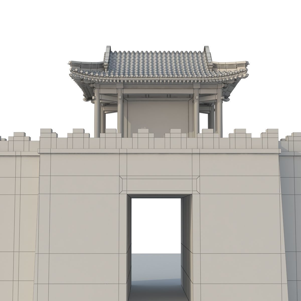 3D Chinese City River Gate Low-poly 3D model_12