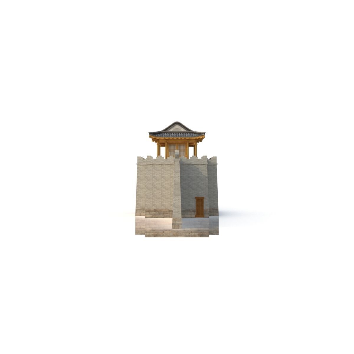 3D Chinese City River Gate Low-poly 3D model_5