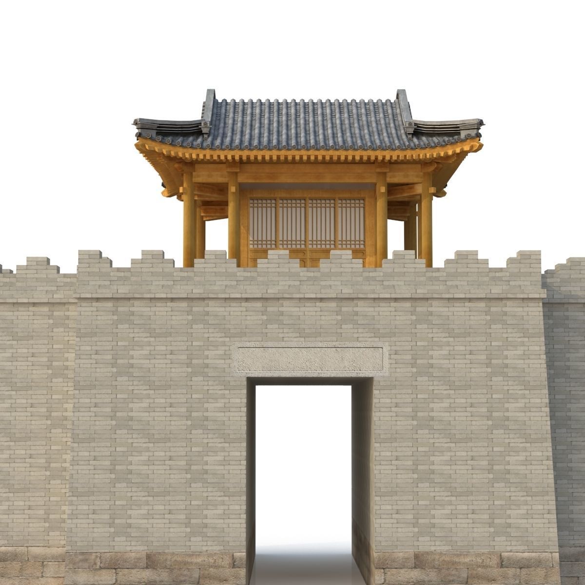 3D Chinese City River Gate Low-poly 3D model_8
