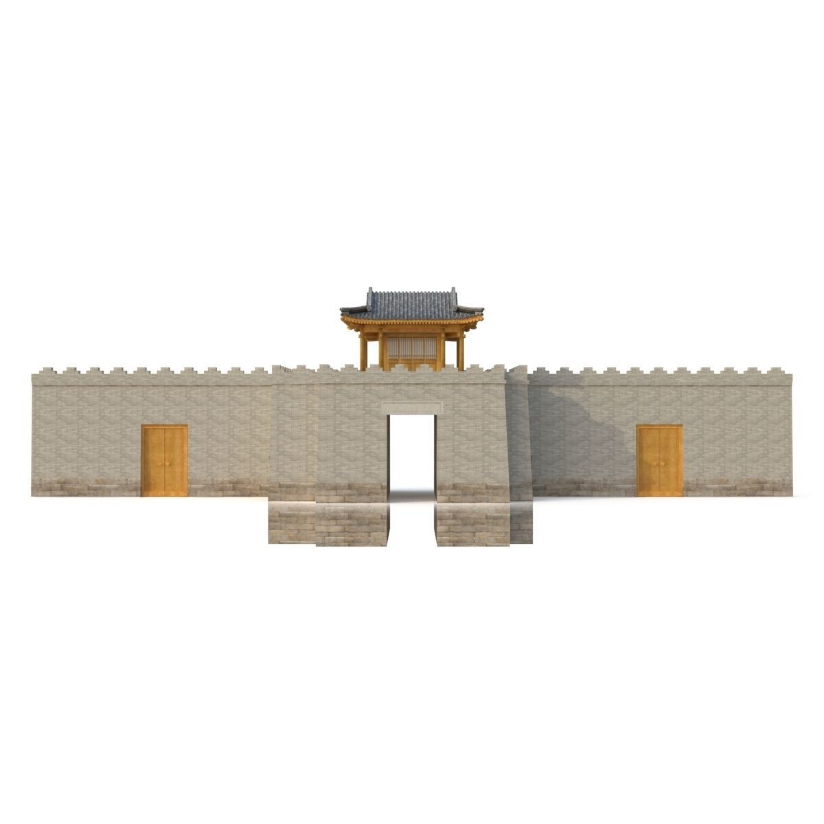 3D Chinese City River Gate Low-poly 3D model_4
