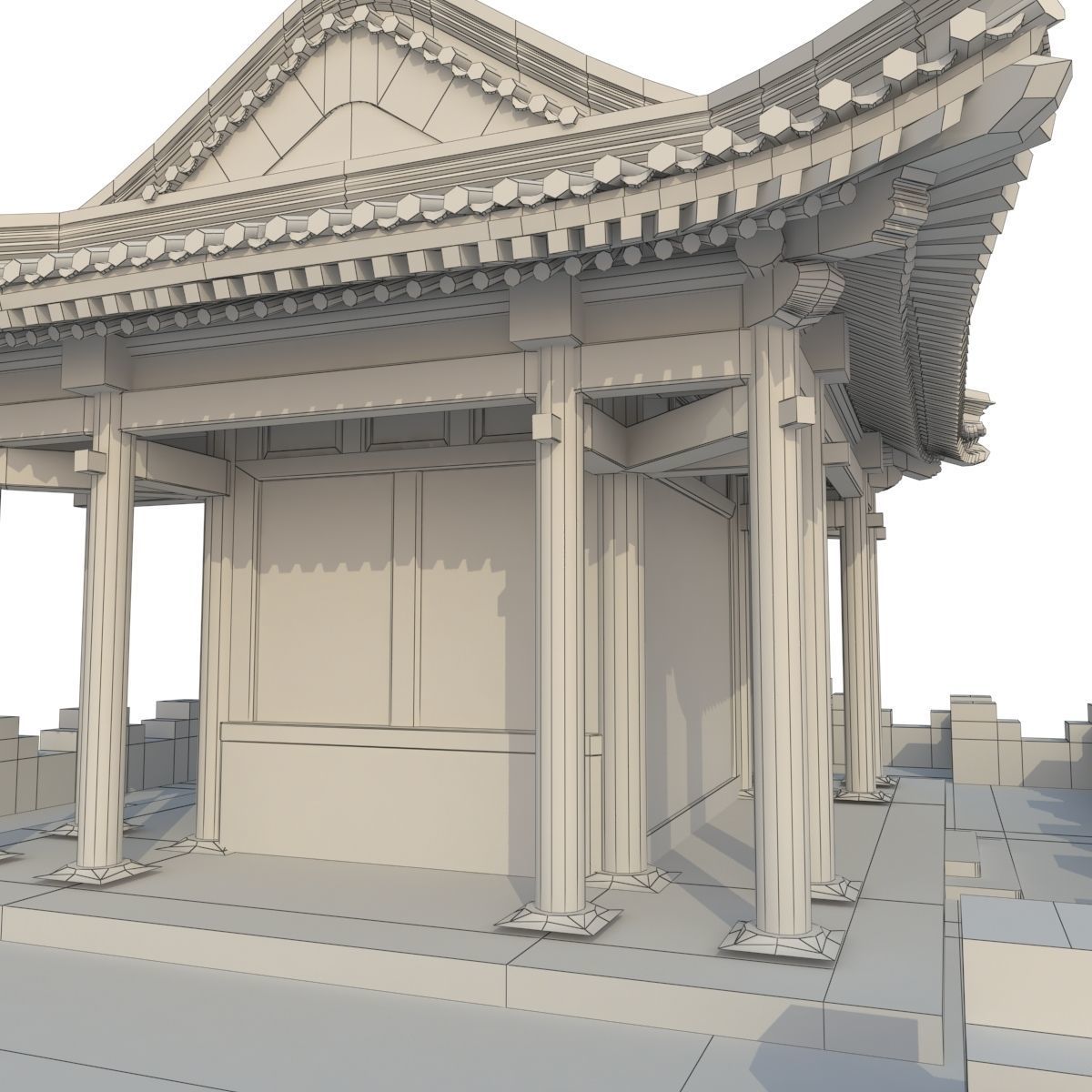 3D Chinese City River Gate Low-poly 3D model_11