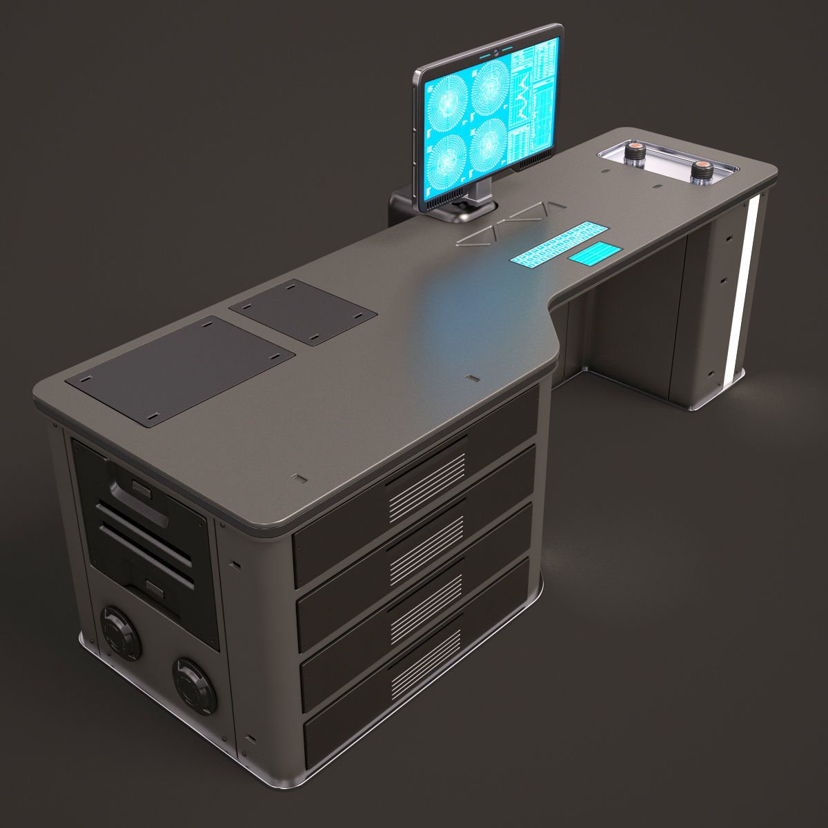 Sci Fi Lab Table and Chair  3D model_5