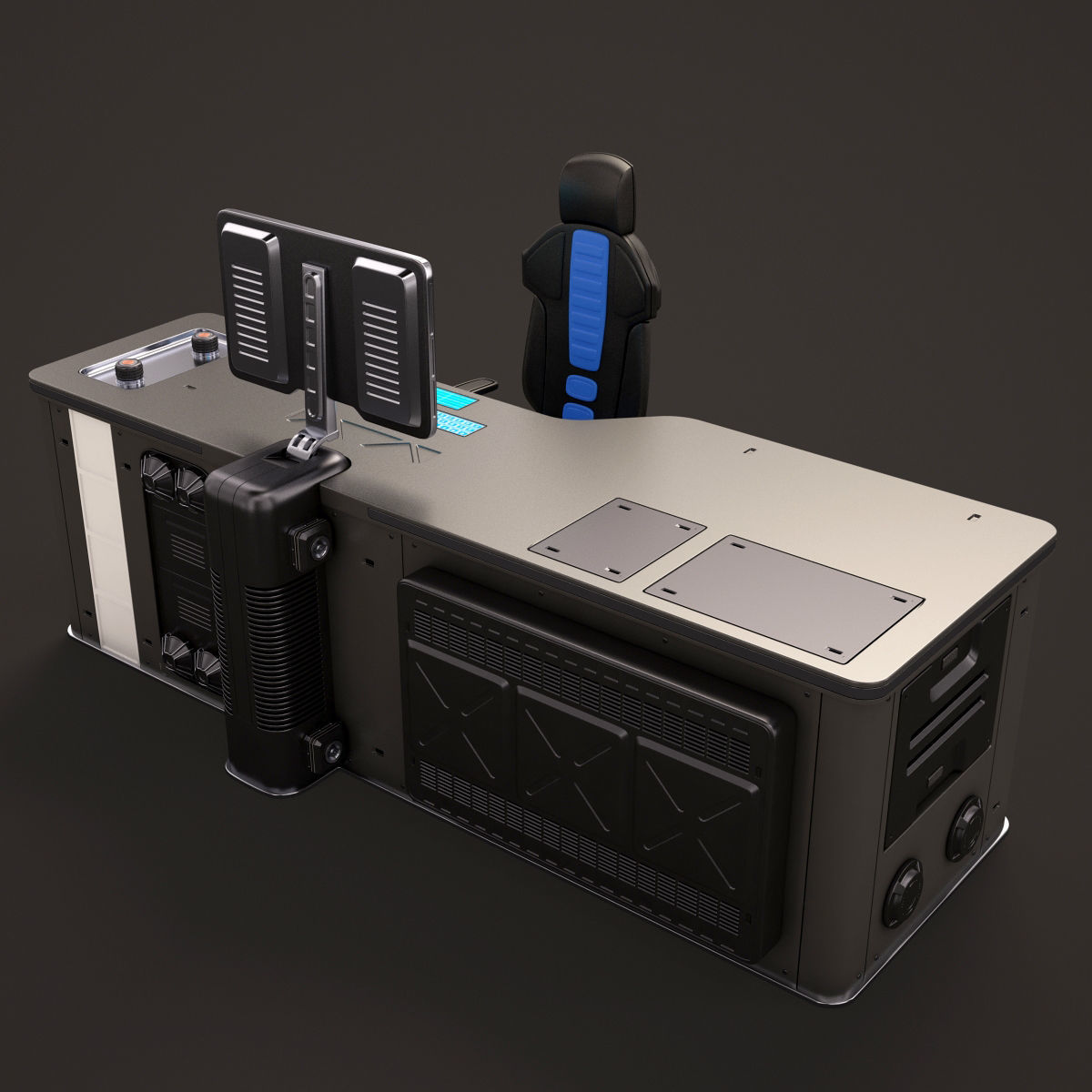 Sci Fi Lab Table and Chair  3D model_2