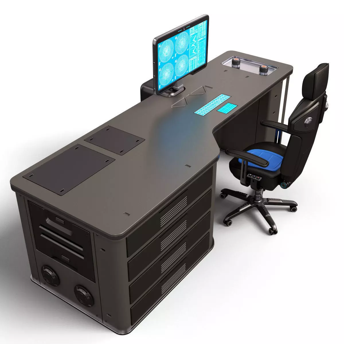 Sci Fi Lab Table and Chair  3D model_0