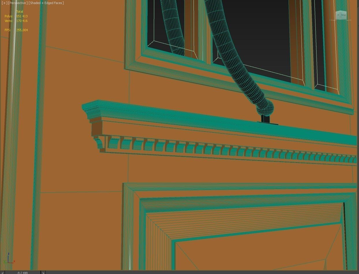 Entrance classic door 04 3D model_3