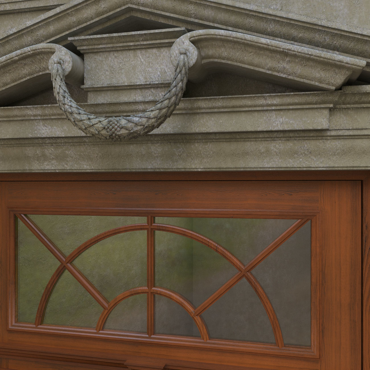 Entrance classic door 04 3D model_2