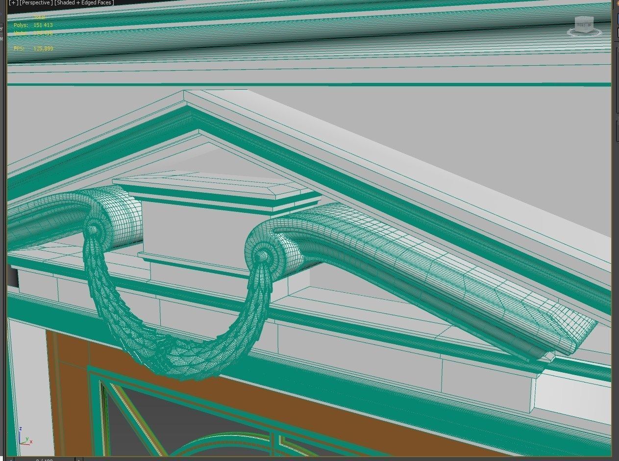 Entrance classic door 04 3D model_6