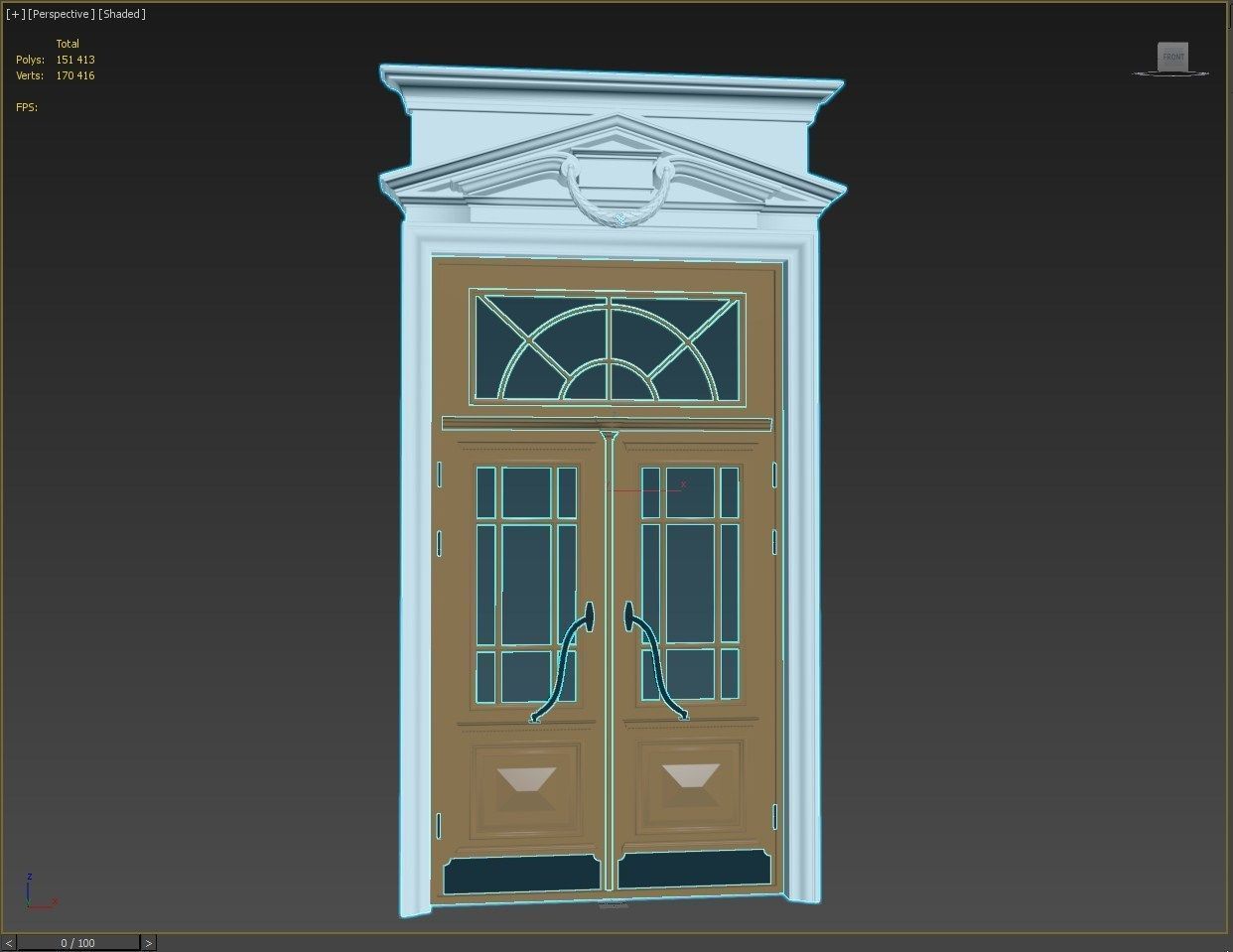 Entrance classic door 04 3D model_7