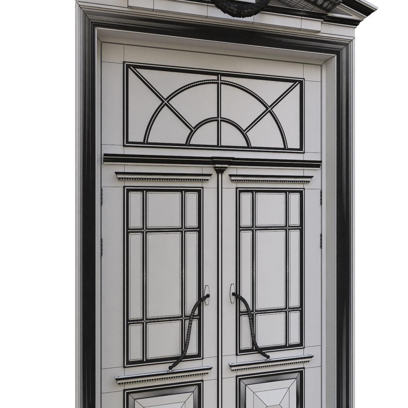 Entrance classic door 04 3D model_9