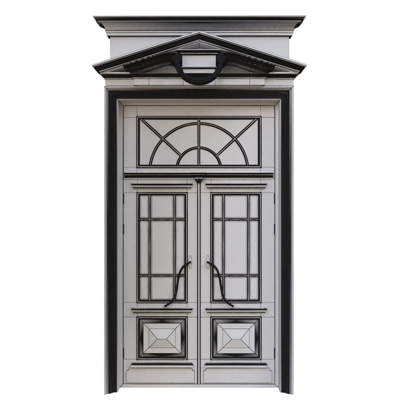 Entrance classic door 04 3D model_8