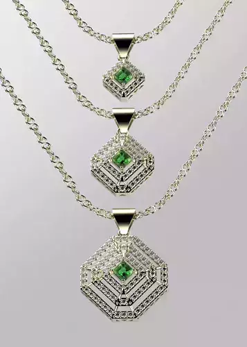 Emerald Cutted diamond Pendant