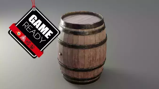 Medieval Wine Barrel  Low-poly 3D model